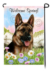 German Shepherd Fawn Sable - Welcome Spring Garden Flag