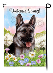 German Shepherd Silver Sable - Welcome Spring Garden Flag