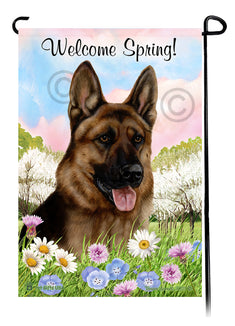 German Shepherd Red Sable - Welcome Spring Garden Flag