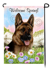German Shepherd Red Sable - Welcome Spring Garden Flag
