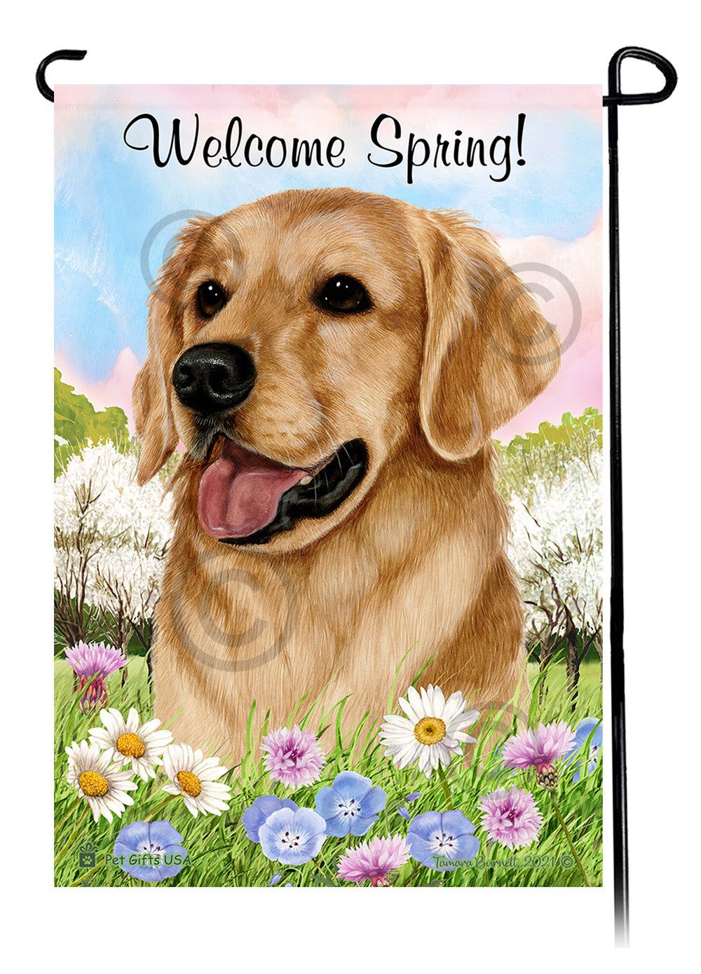 Golden Retriever - Welcome Spring Garden Flag