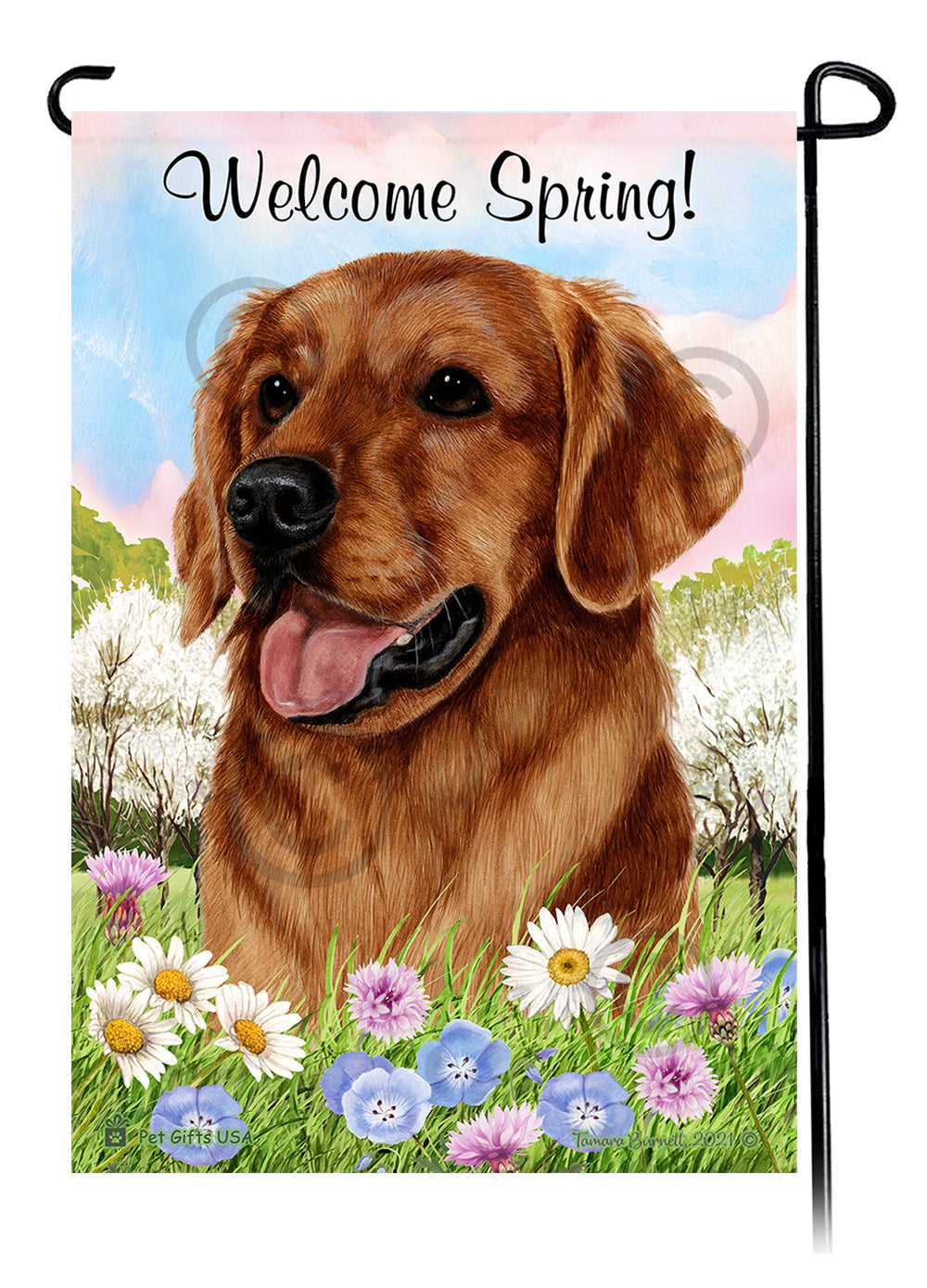 Golden Retriever Red - Welcome Spring Garden Flag