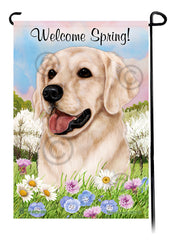 Golden Retriever White - Welcome Spring Garden Flag