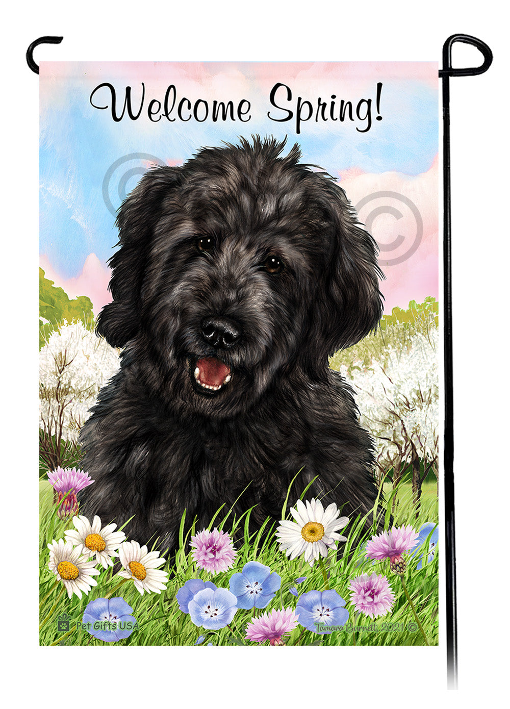 Goldendoodle Black - Welcome Spring Garden Flag