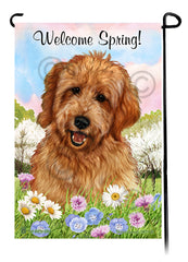 Goldendoodle Red - Welcome Spring Garden Flag