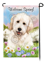 Goldendoodle White - Welcome Spring Garden Flag