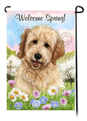Goldendoodle - Welcome Spring Garden Flag