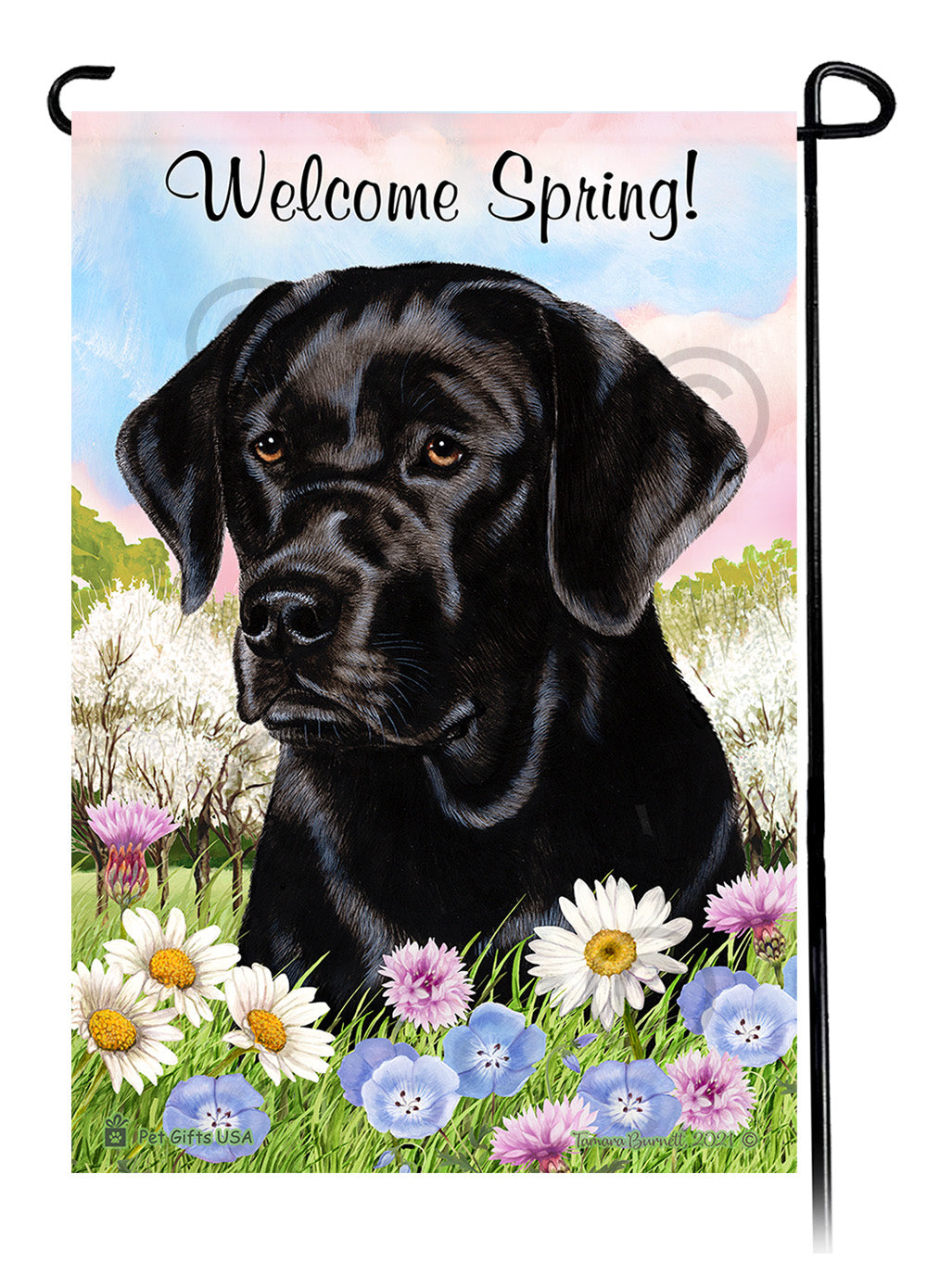 Labrador Retriever English Black - Welcome Spring Garden Flag