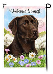 Labrador Retriever American Chocolate - Welcome Spring Garden Flag