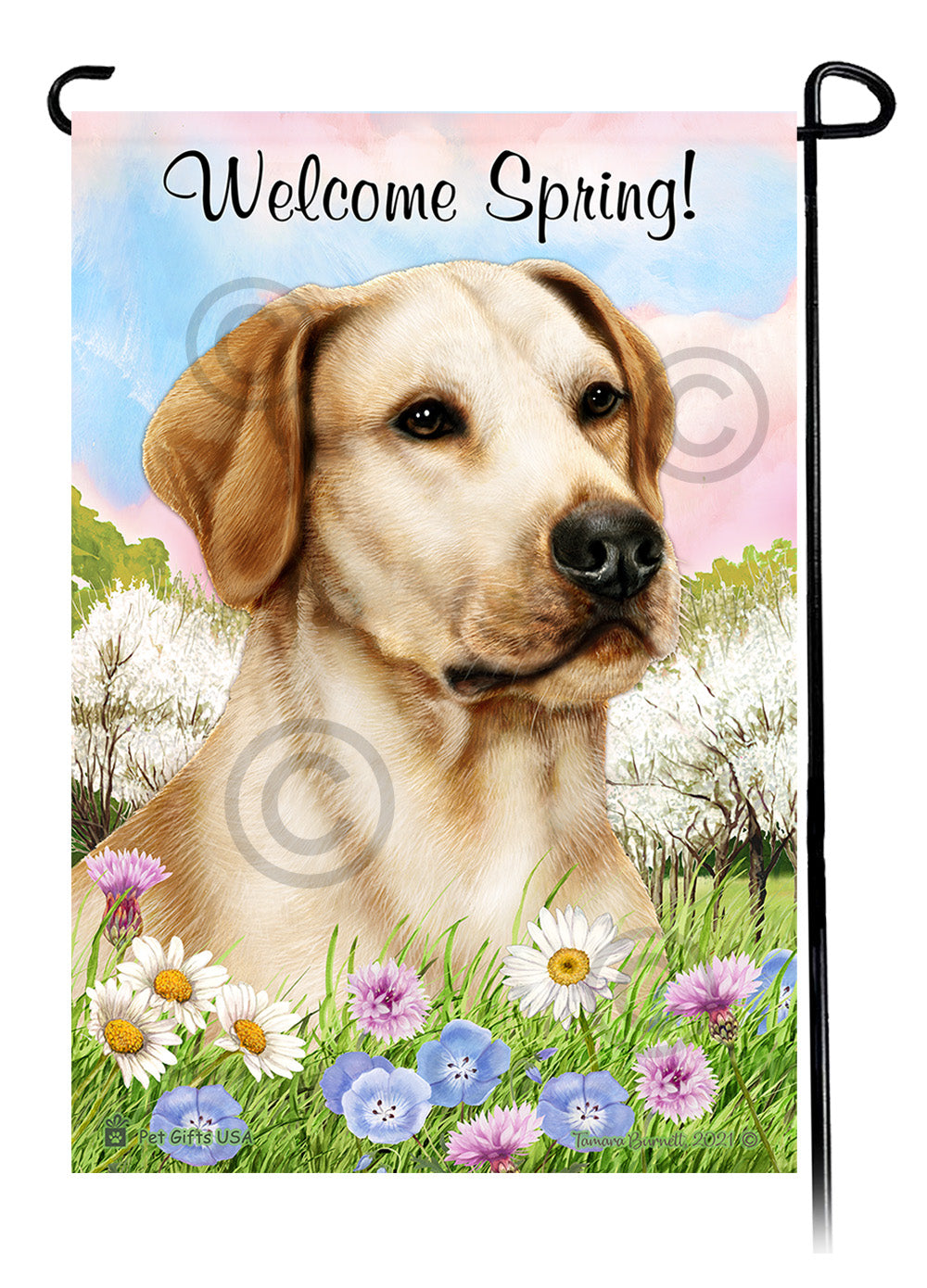 Labrador Retriever American Yellow - Welcome Spring Garden Flag