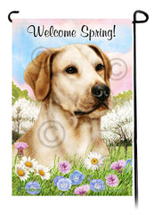 Labrador Retriever American Yellow - Welcome Spring Garden Flag