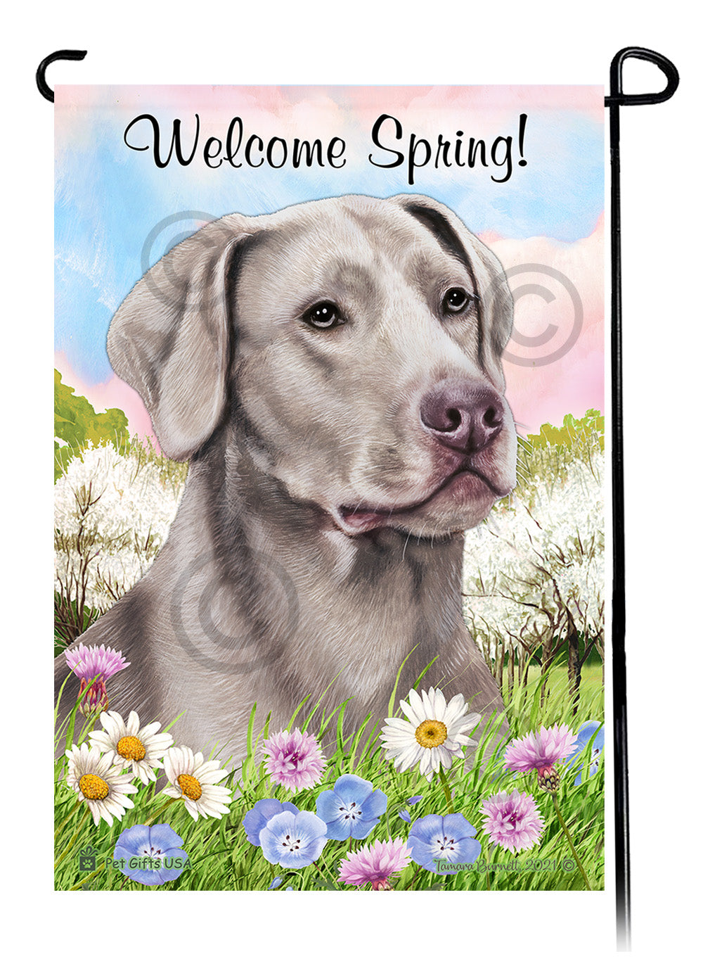 Labrador Retriever American Silver - Welcome Spring Garden Flag