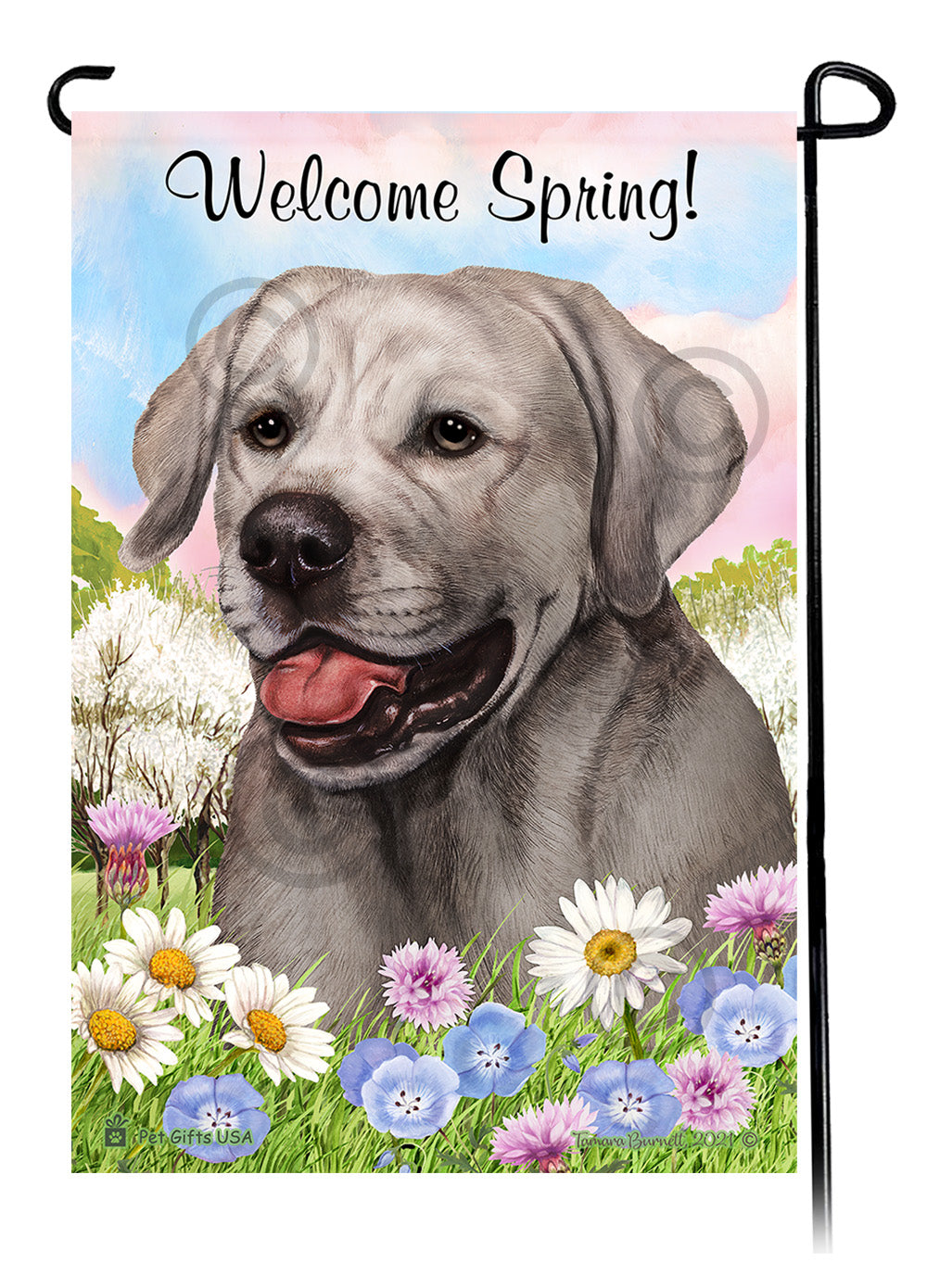 Labrador Retriever English Silver - Welcome Spring Garden Flag