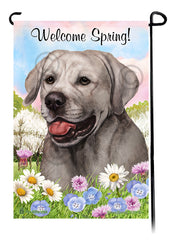 Labrador Retriever English Silver - Welcome Spring Garden Flag
