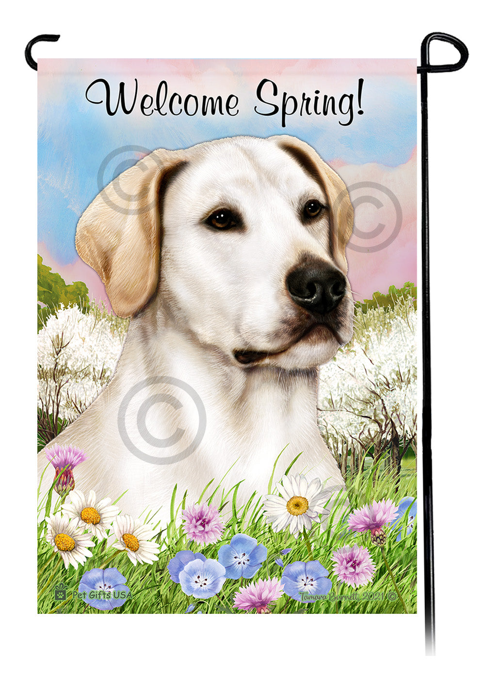 Labrador Retriever American White - Welcome Spring Garden Flag