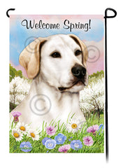 Labrador Retriever American White - Welcome Spring Garden Flag