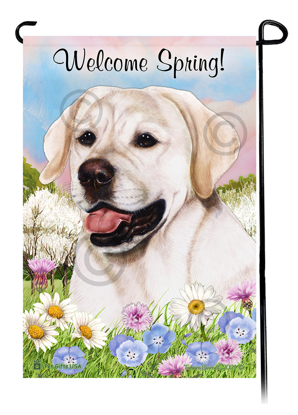 Labrador Retriever English White - Welcome Spring Garden Flag