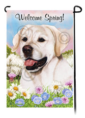 Labrador Retriever English White - Welcome Spring Garden Flag