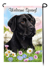 Labrador Retriever American Black - Welcome Spring Garden Flag
