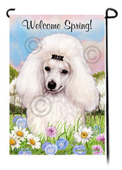 Poodle White Mini - Welcome Spring Garden Flag