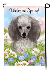Poodle Silver - Welcome Spring Garden Flag