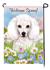 Poodle White - Welcome Spring Garden Flag