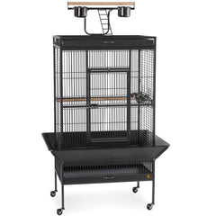 Large Select Wrought Iron Play Top Bird Cage - Chalk White