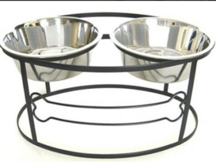 Bone Raised Double Dog Bowl - Large/Black
