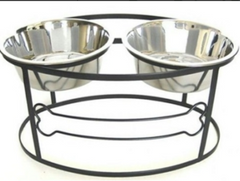 Bone Raised Double Dog Bowl - Large/Black