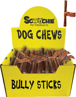 6 Inch Bully Stick With Scoochie Cigar Band/UPC Small PDQ of 36