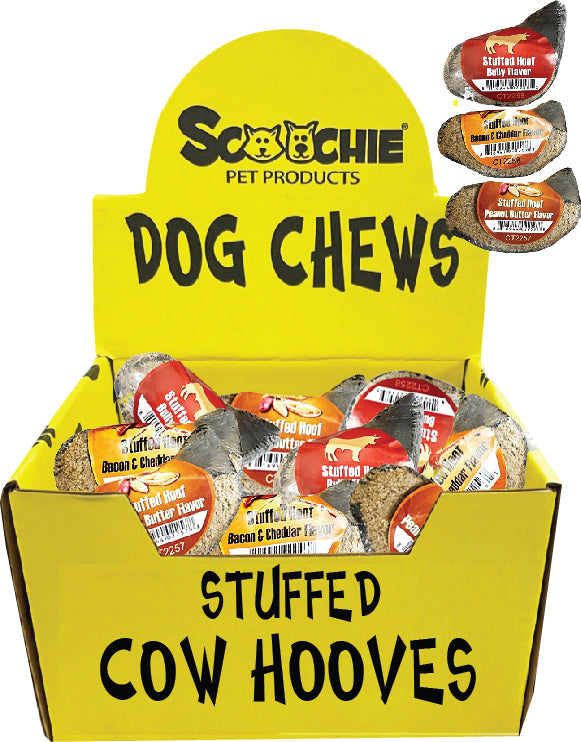 Assorted Flavors Stuffed Cow Hooves with UPC Small PDQ of 12