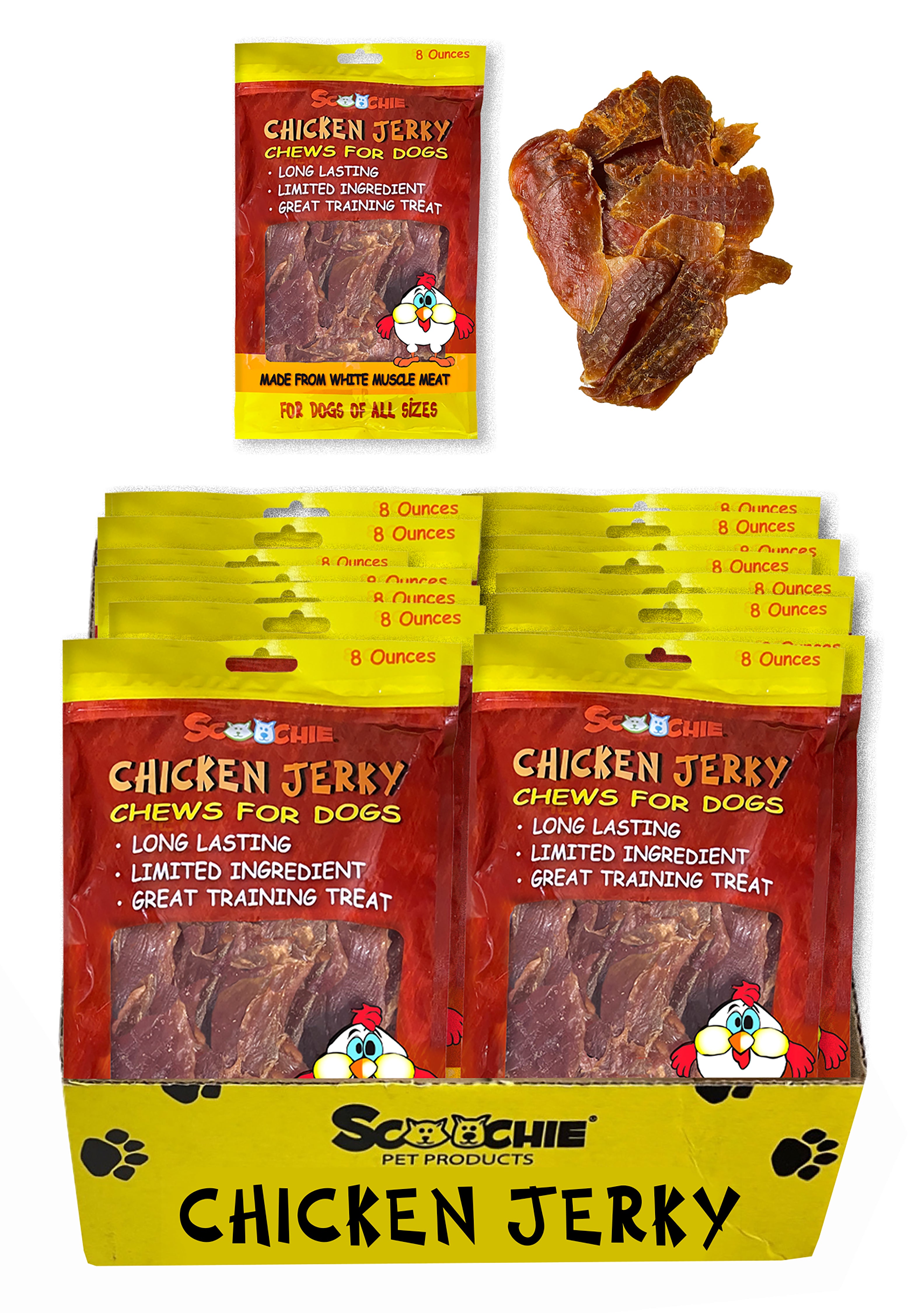 8 Ounce Chicken Jerky in Peggable Bag Large PDQ of 24