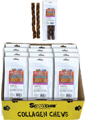 2 Pack 12 Inch BRAIDED CS Deluxe Collagen Sticks in Zip Lock bag 12x9x11 PDQ of 12