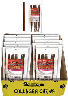 12 Inch CS Deluxe Collagen Sticks 4 Pack In Zip Lock Bag 12x9x11 PDQ of 12