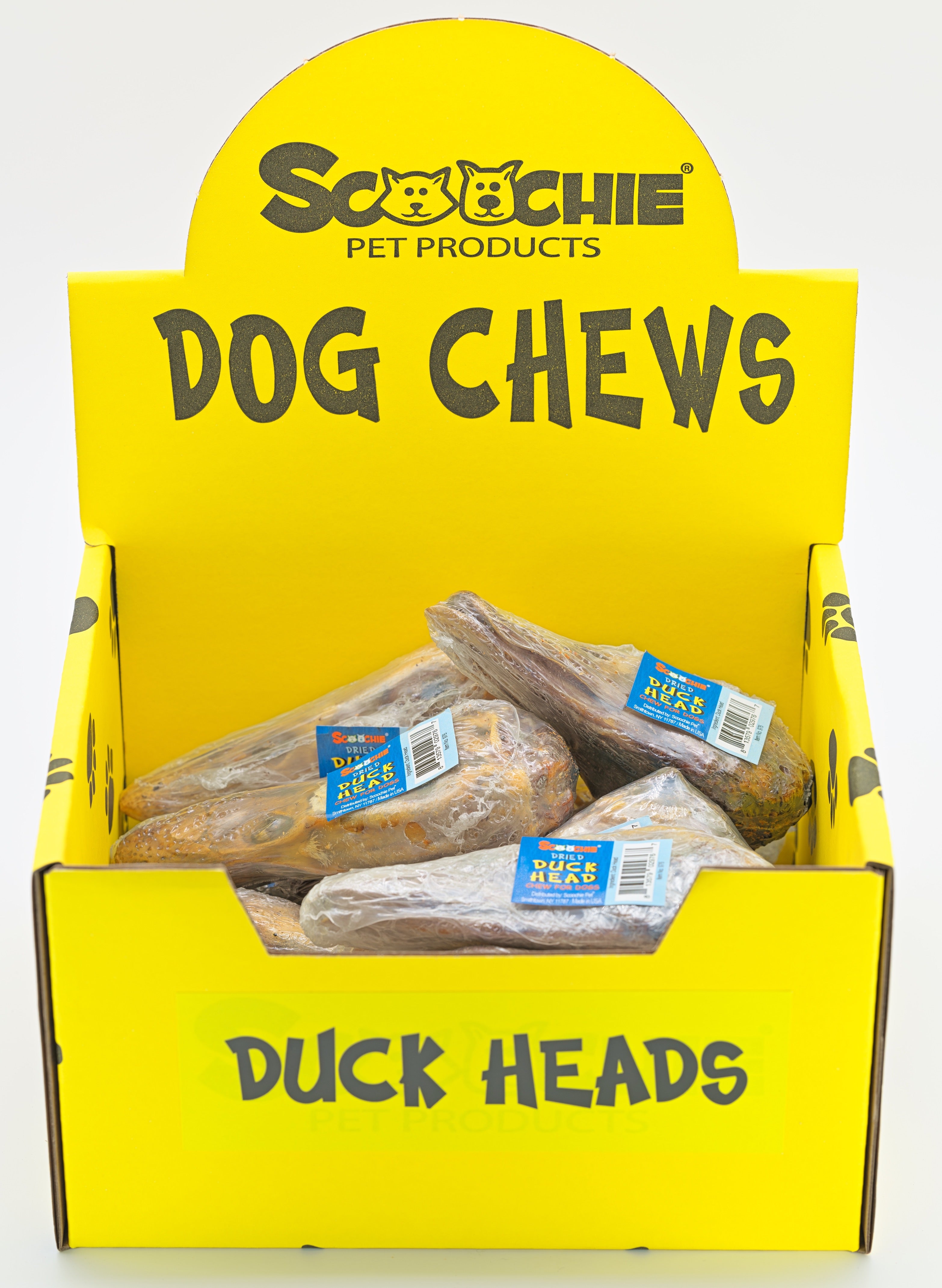 Crunchy Natural Duck Head Shrink with Sticker and UPC Small PDQ of 12