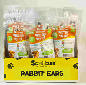 2 Pack Rabbit Ears with Fur - in peggable bag with color sticker 12X9X11 PDQ of 24
