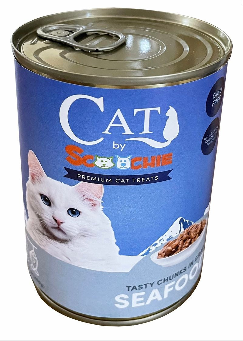 Clever Cat Seafood Flavor Chunky Cat Food 14 Ounce Pop Top Can (Pack of 12)