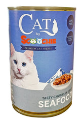 Clever Cat Seafood Flavor Chunky Cat Food 14 Ounce Pop Top Can (Pack of 12)