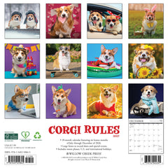 Corgi Rules 2027 12" x 12" Wall Calendar